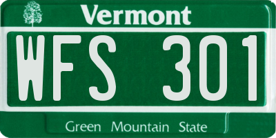 VT license plate WFS301