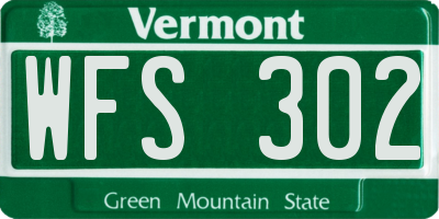 VT license plate WFS302