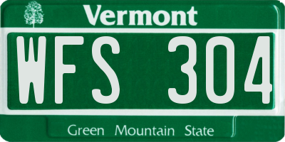 VT license plate WFS304
