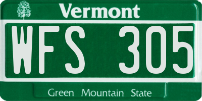 VT license plate WFS305