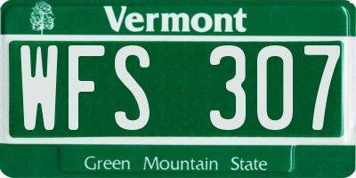 VT license plate WFS307