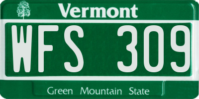 VT license plate WFS309