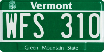 VT license plate WFS310