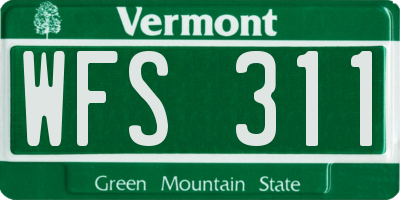 VT license plate WFS311