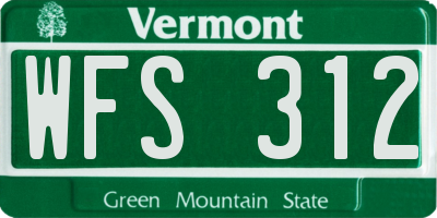 VT license plate WFS312