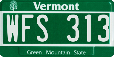 VT license plate WFS313