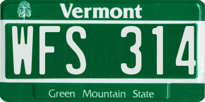 VT license plate WFS314