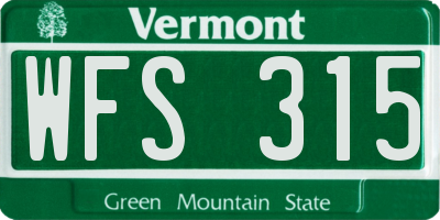 VT license plate WFS315