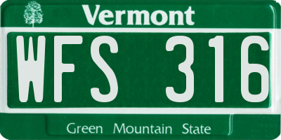 VT license plate WFS316