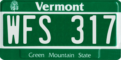VT license plate WFS317