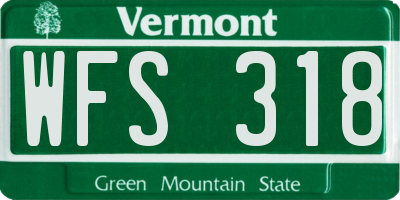 VT license plate WFS318