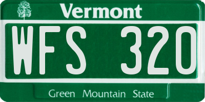 VT license plate WFS320