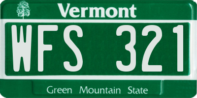 VT license plate WFS321