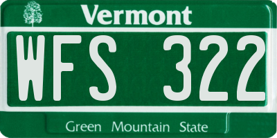 VT license plate WFS322