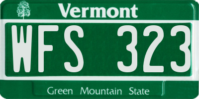 VT license plate WFS323