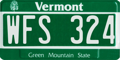 VT license plate WFS324
