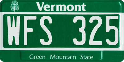 VT license plate WFS325