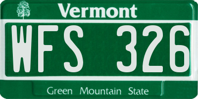 VT license plate WFS326
