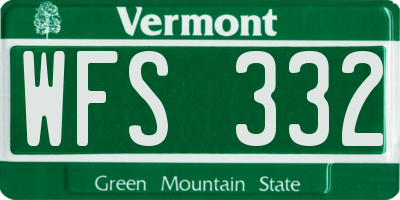 VT license plate WFS332