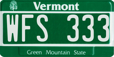 VT license plate WFS333
