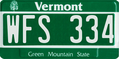 VT license plate WFS334