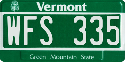 VT license plate WFS335