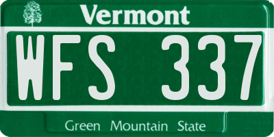 VT license plate WFS337
