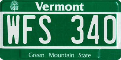 VT license plate WFS340