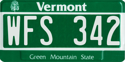 VT license plate WFS342