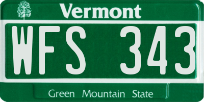 VT license plate WFS343