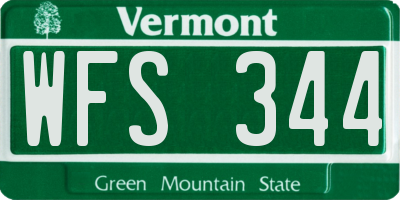 VT license plate WFS344