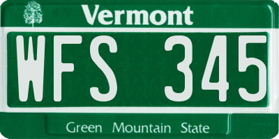 VT license plate WFS345