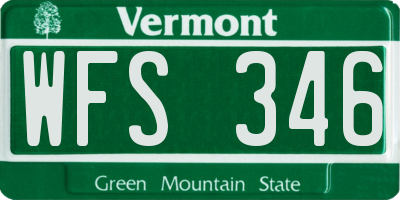 VT license plate WFS346