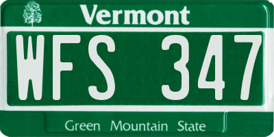 VT license plate WFS347