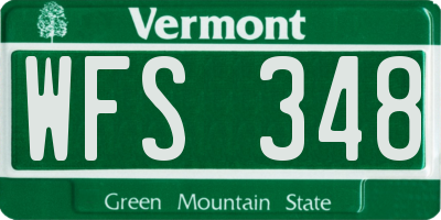 VT license plate WFS348