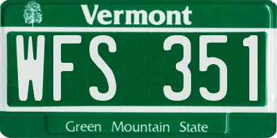 VT license plate WFS351