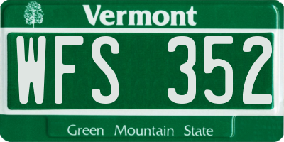 VT license plate WFS352