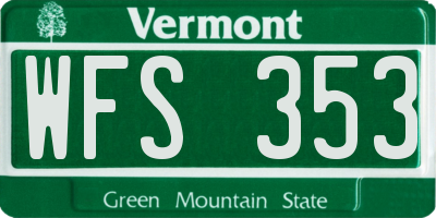 VT license plate WFS353