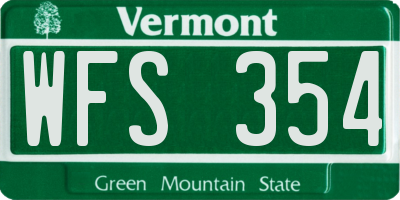VT license plate WFS354