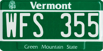 VT license plate WFS355