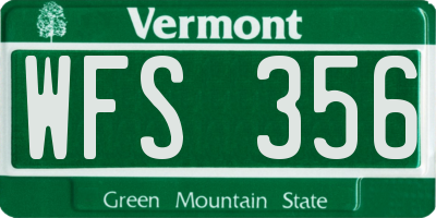 VT license plate WFS356