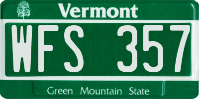 VT license plate WFS357
