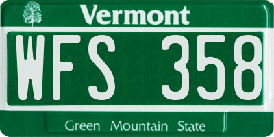 VT license plate WFS358