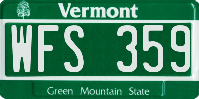 VT license plate WFS359