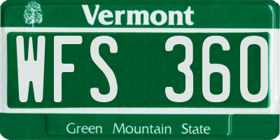 VT license plate WFS360