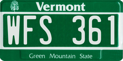 VT license plate WFS361