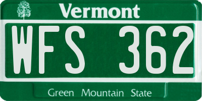 VT license plate WFS362