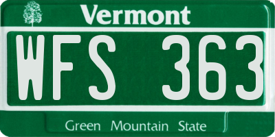 VT license plate WFS363