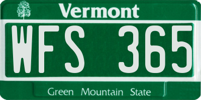 VT license plate WFS365