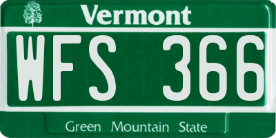 VT license plate WFS366